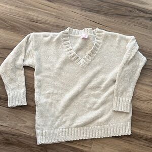 Pink Lily Cream V-Neck Sweater